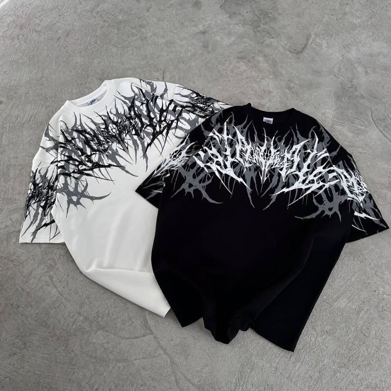 Streetwear Brand Fonts - Y2K 고스 스트릿웨어 브랜드 유니섹스 오버사이즈