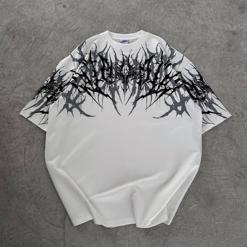 Y2K 고스 스트릿웨어 브랜드 유니섹스 오버사이즈 티셔 - Streetwear Brand Fonts 리뷰 및 가격