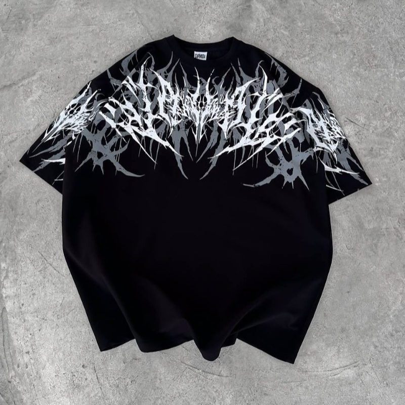 Y2K 고스 스트릿웨어 브랜드 유니섹스 오버사이즈 티셔 - Streetwear Brand Fonts 리뷰 및 가격