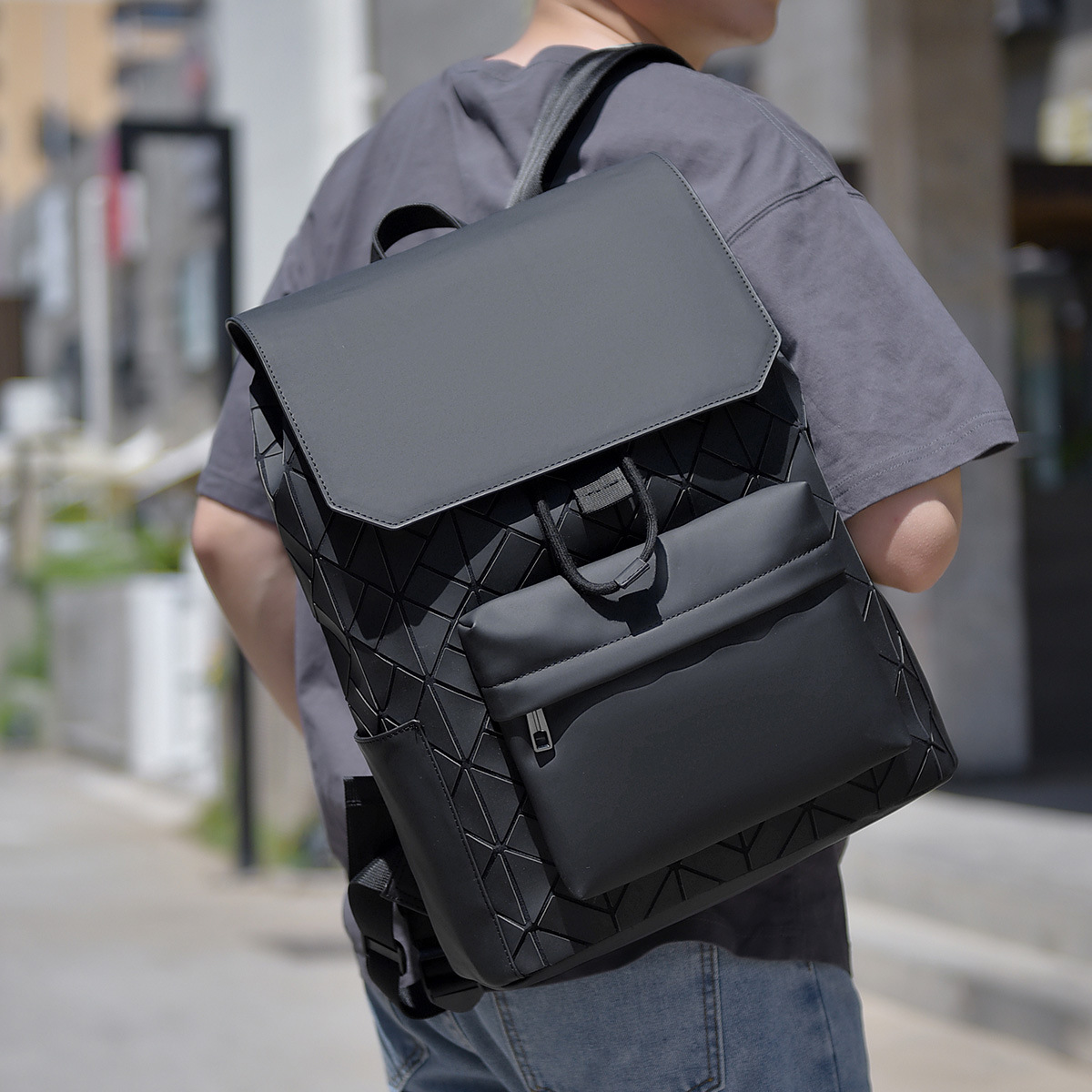 트렌디 브랜드 배낭 남성용 가방, 마름모 레이저 반사  - Streetwear Brand Backpack 리뷰 및 가격