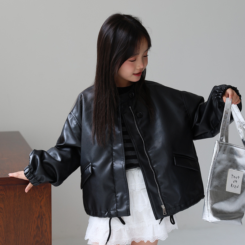 2-12세 여아용 스윗 블랙 핑크 락 모터사이클 PU  - Streetwear Brands Logo 리뷰 및 가격