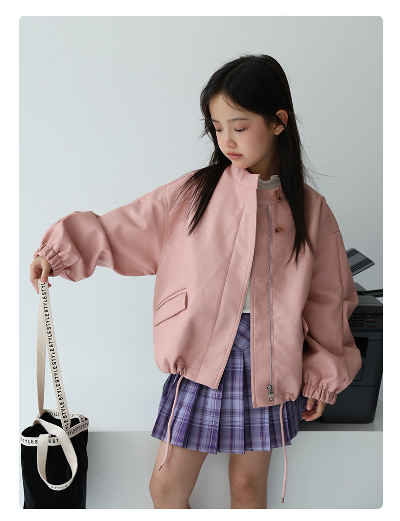2-12세 여아용 스윗 블랙 핑크 락 모터사이클 PU  - Streetwear Brands Logo 리뷰 및 가격