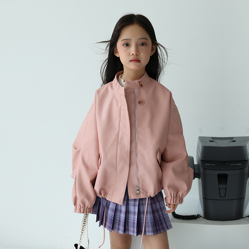 2-12세 여아용 스윗 블랙 핑크 락 모터사이클 PU  - Streetwear Brands Logo 리뷰 및 가격